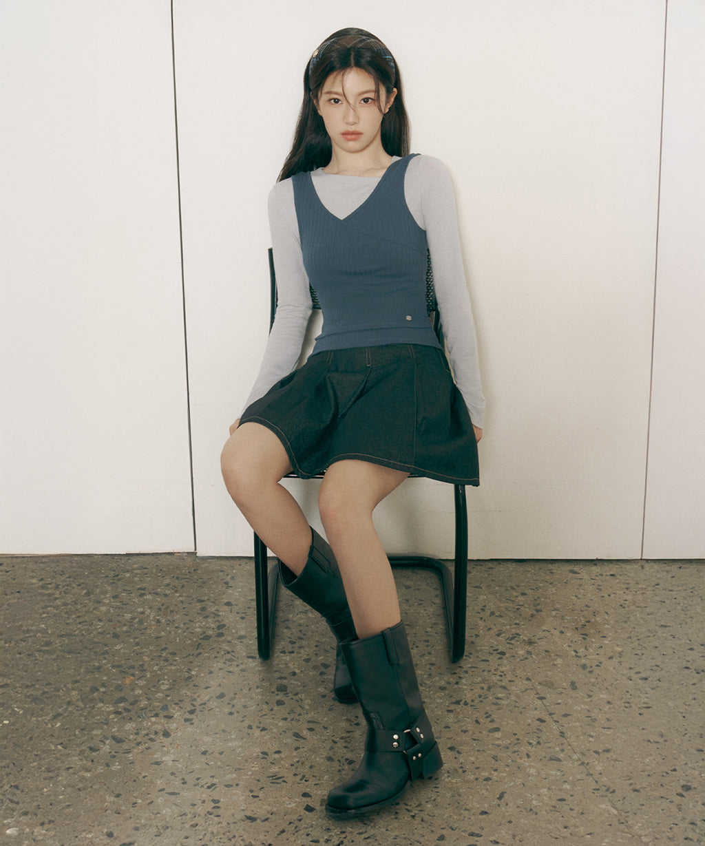 Marithe & Francois Girbaud - Neck Point Long Sleeve (Light Gray) product image 1 | TRAB K-Fashion Australia