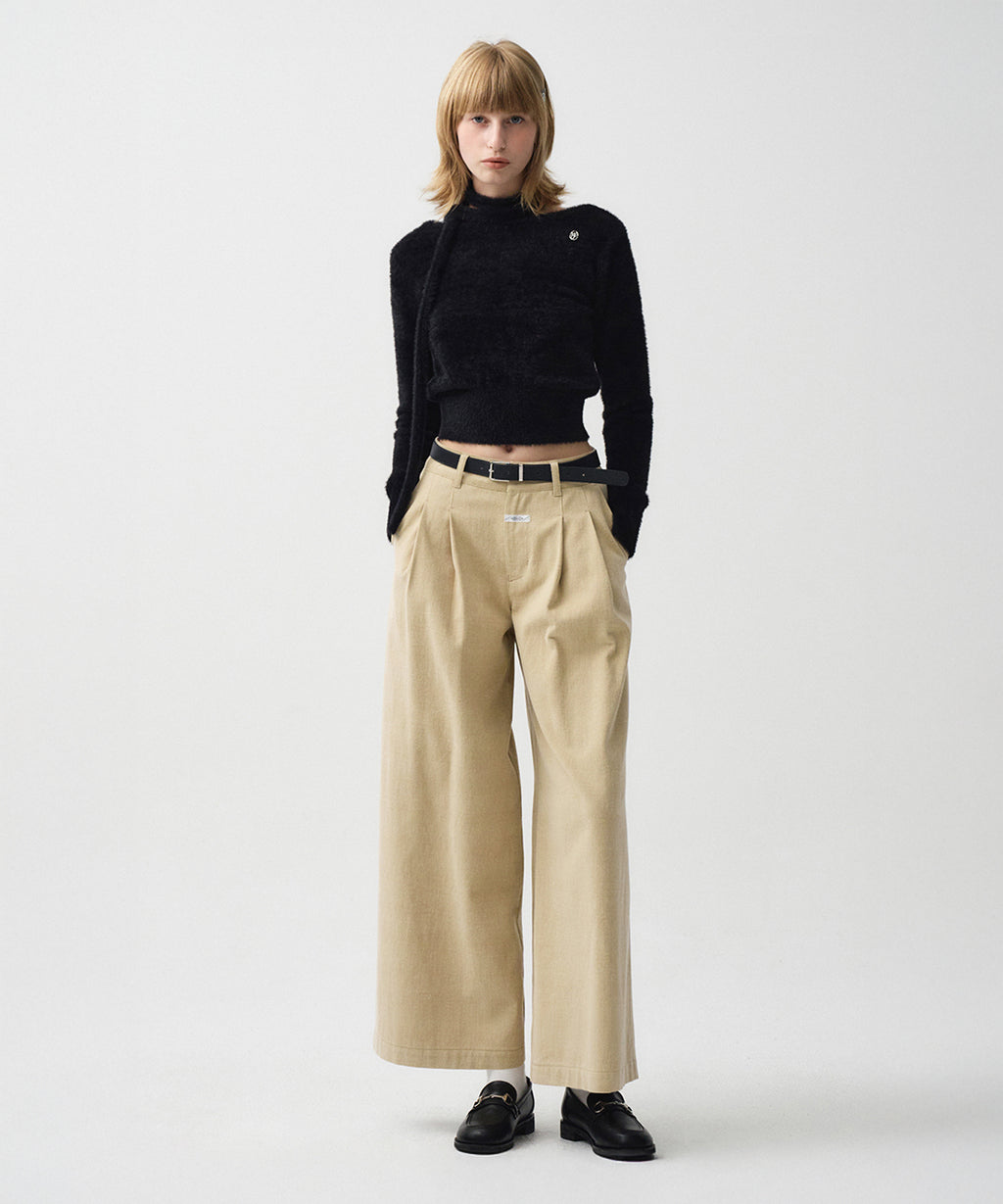 Marithe & Francois Girbaud - Wide Two Tuck Chino Pants (Beige) product image 1 | TRAB K-Fashion Australia