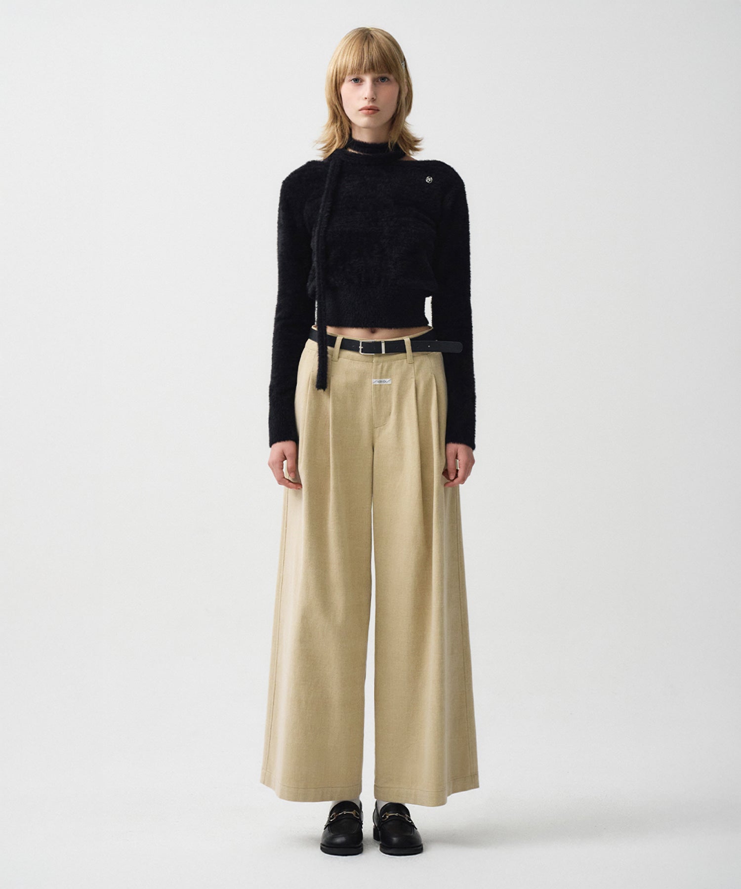 Marithe & Francois Girbaud - Wide Two Tuck Chino Pants (Beige) product image 2 | TRAB K-Fashion Australia
