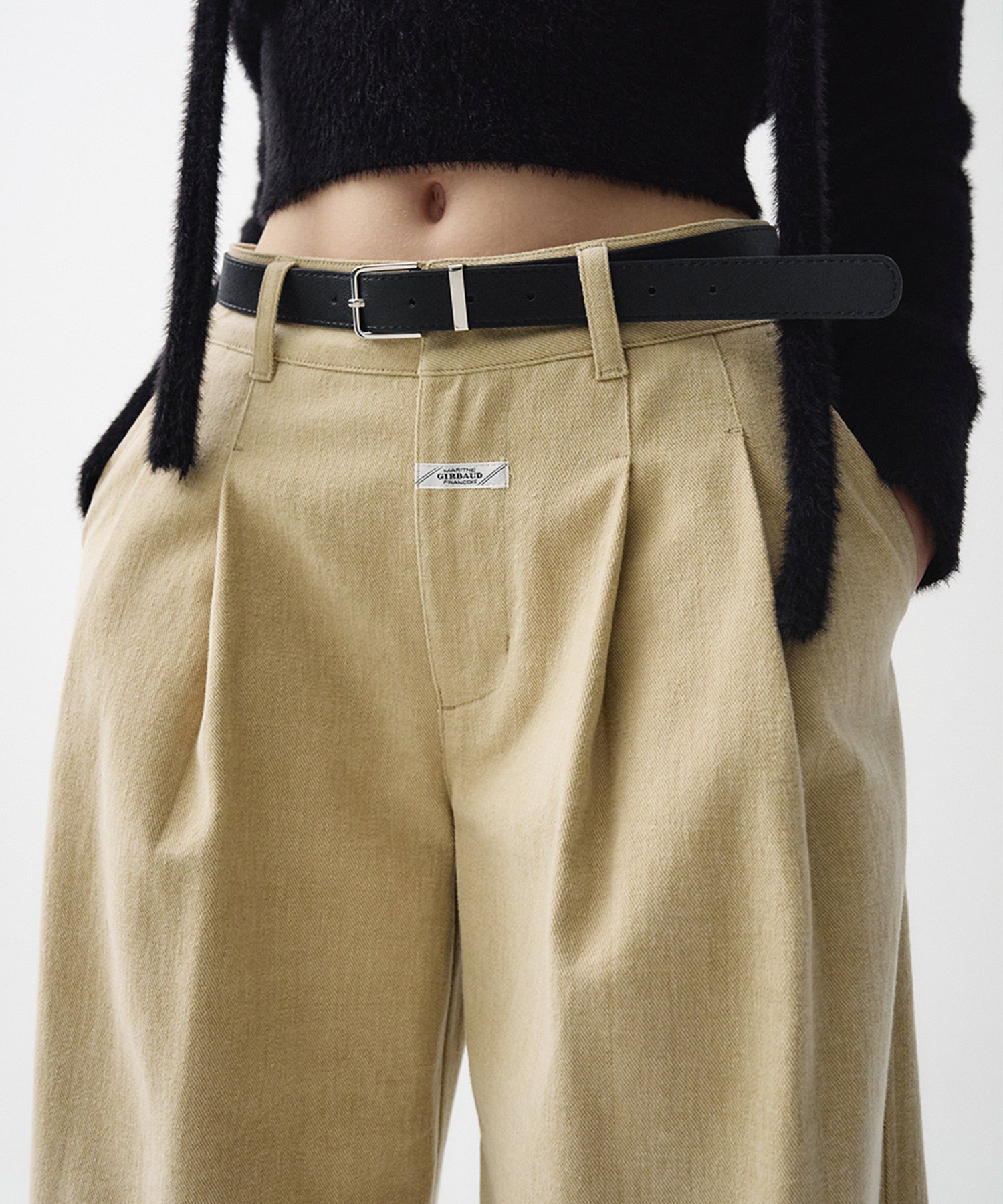 Marithe & Francois Girbaud - Wide Two Tuck Chino Pants (Beige) product image 5 | TRAB K-Fashion Australia