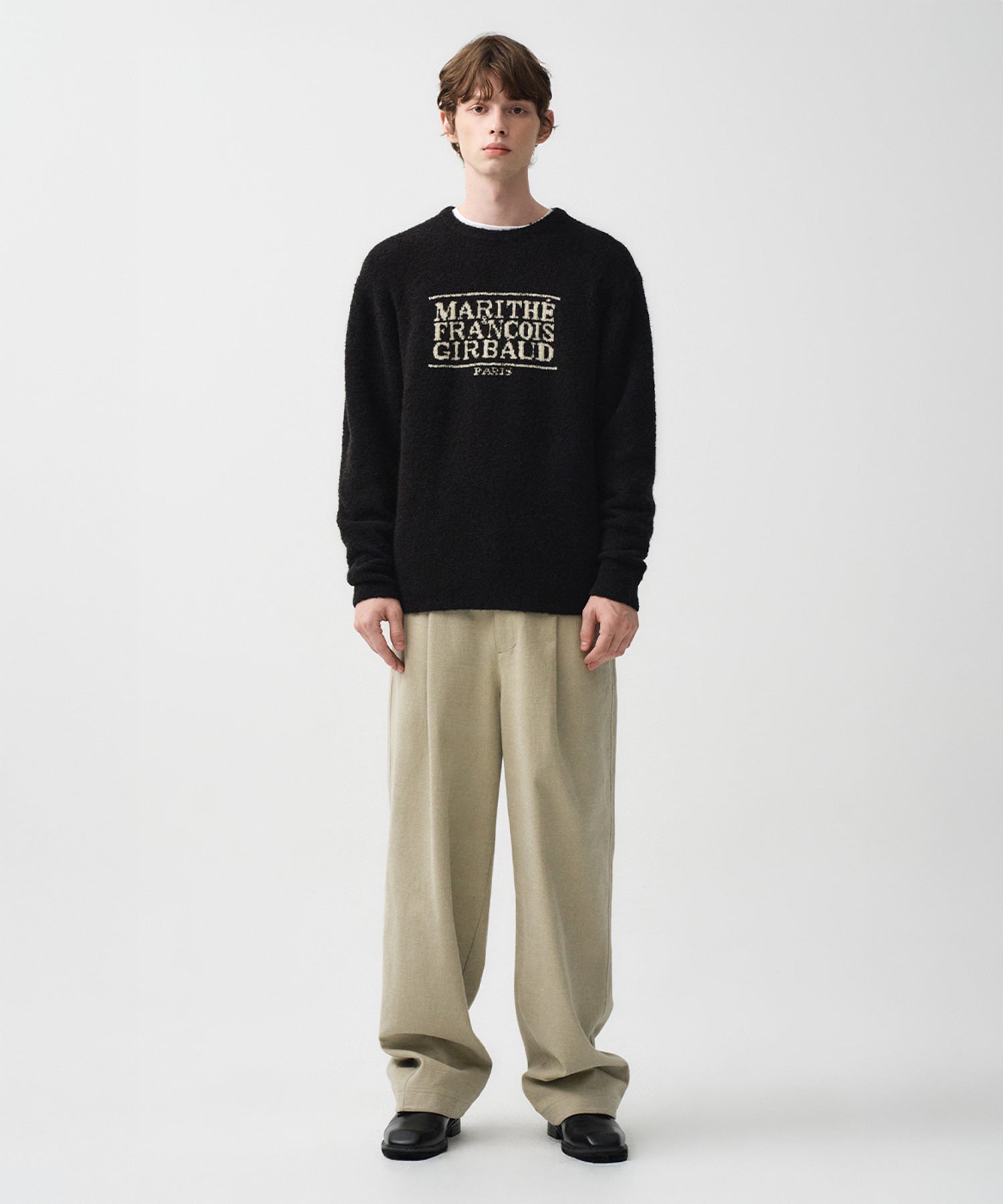 Marithe & Francois Girbaud - Wide One Tuck Chino Pants (Beige) product image 1 | TRAB K-Fashion Australia