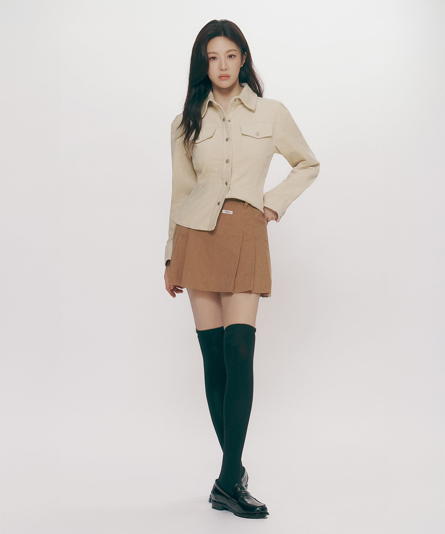 Marithe & Francois Girbaud - Slim Fit Velvet Corduroy Shirt (Camel) product image 10 | TRAB K-Fashion Australia