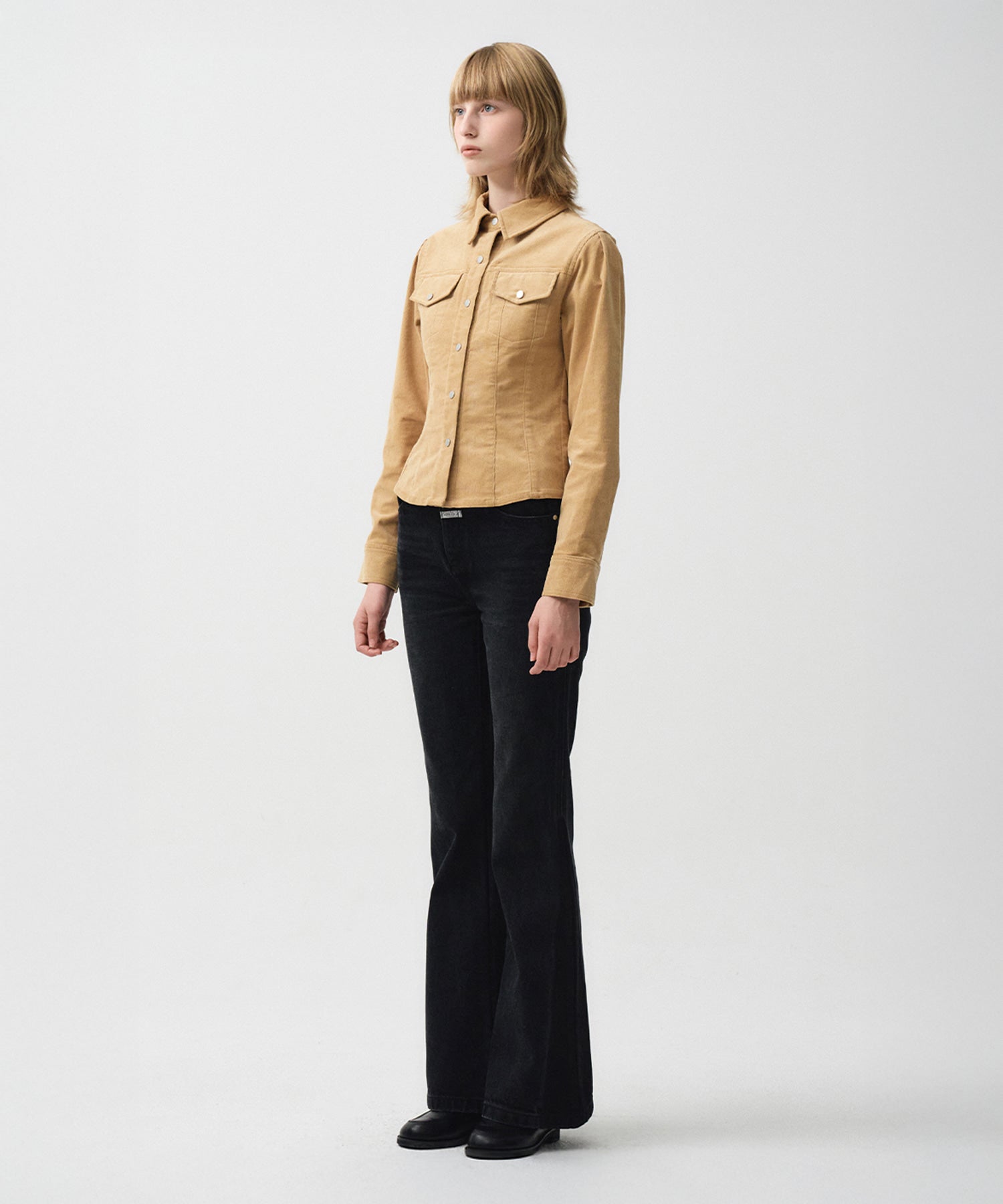 Marithe & Francois Girbaud - Slim Fit Velvet Corduroy Shirt (Camel) product image 3 | TRAB K-Fashion Australia