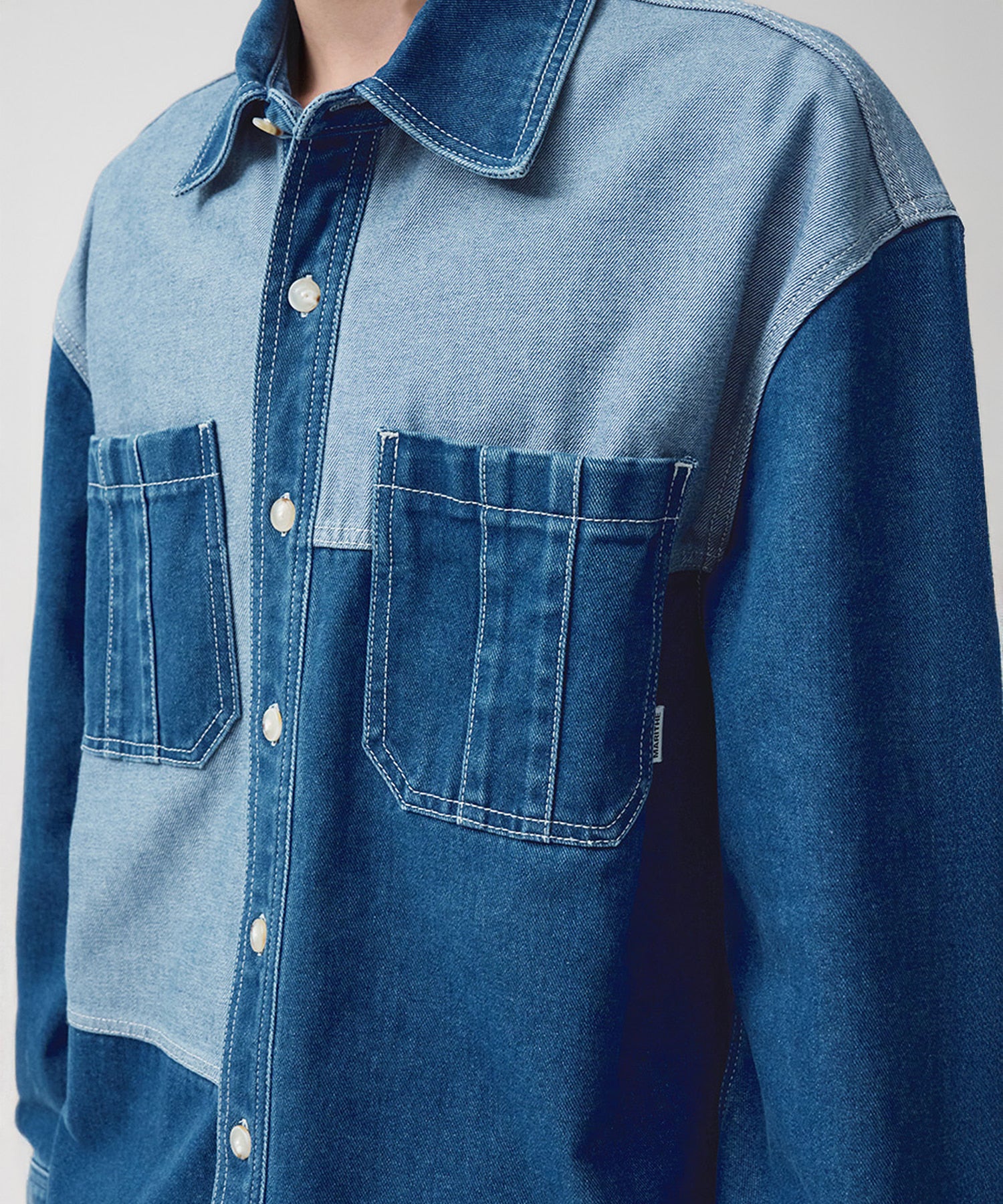 Marithe & Francois Girbaud - Oversized Patch Work Denim Shirt Jacket (Blue) product image 2 | TRAB K-Fashion Australia