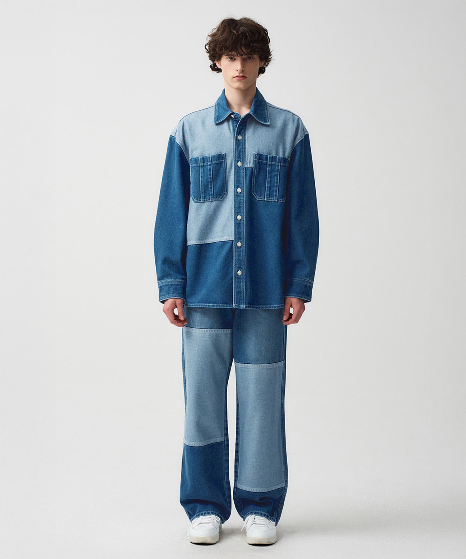 Marithe & Francois Girbaud - Oversized Patch Work Denim Shirt Jacket (Blue) product image 3 | TRAB K-Fashion Australia