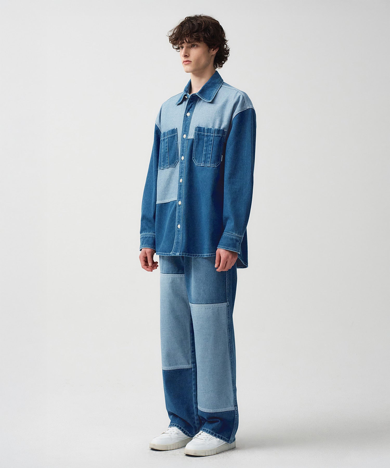 Marithe & Francois Girbaud - Oversized Patch Work Denim Shirt Jacket (Blue) product image 4 | TRAB K-Fashion Australia