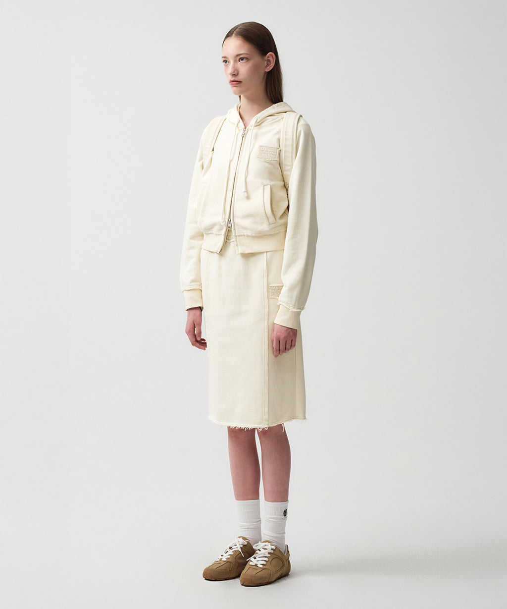 Marithe & Francois Girbaud - Classic Logo Denim Patch Sweat Skirt (Ivory) product image 2 | TRAB K-Fashion Australia