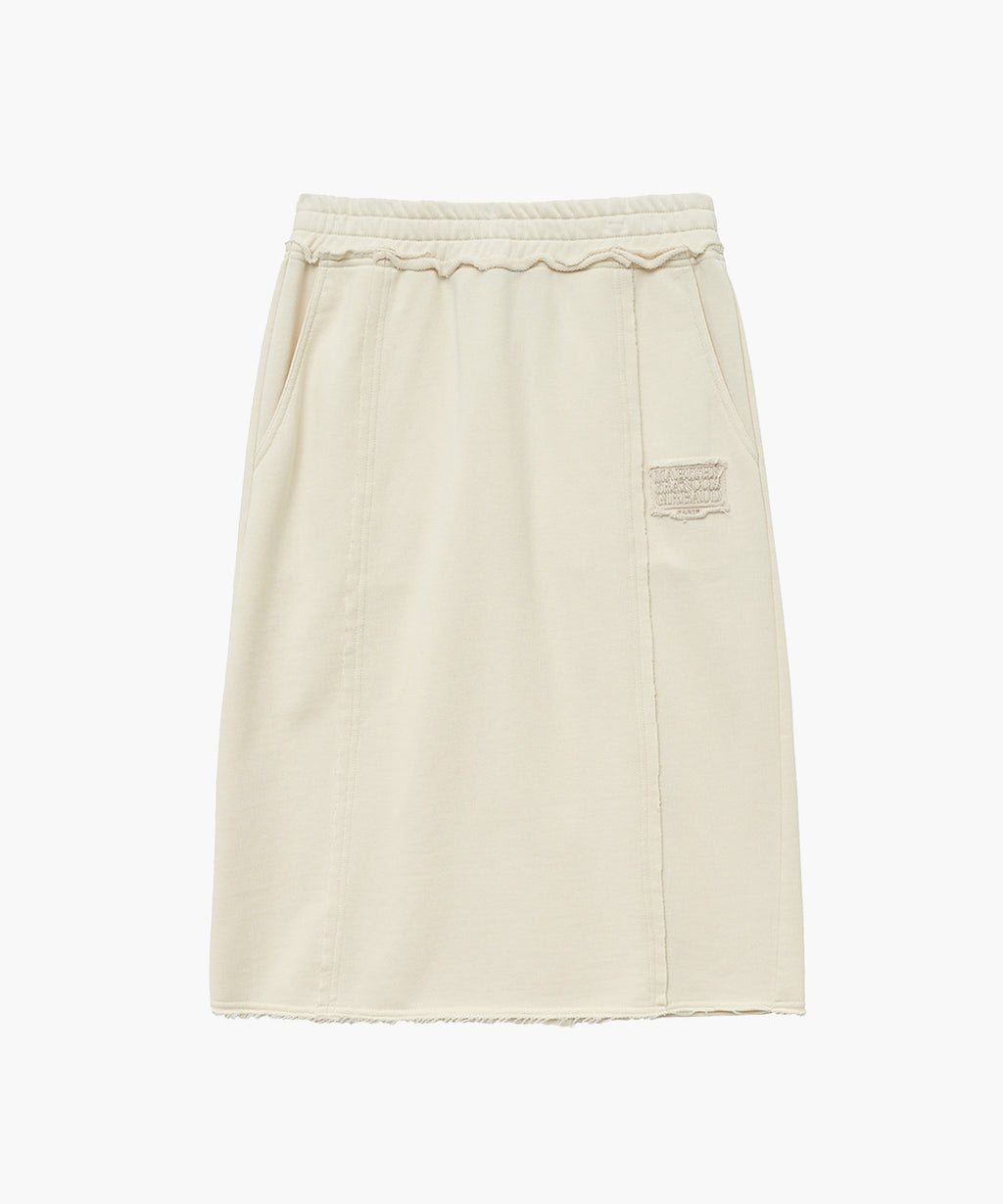 Marithe & Francois Girbaud - Classic Logo Denim Patch Sweat Skirt (Ivory) product image 5 | TRAB K-Fashion Australia