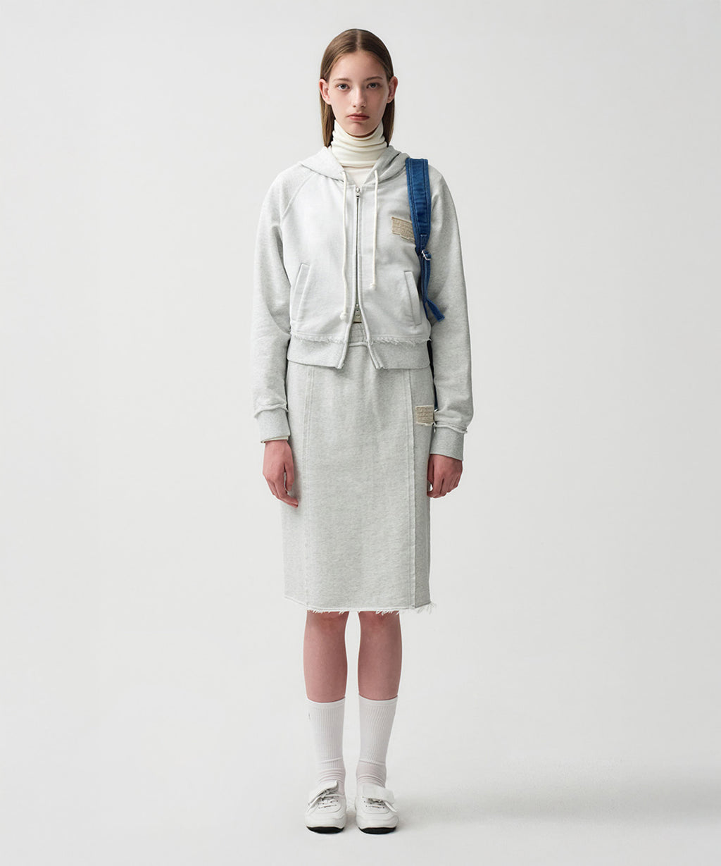 Marithe & Francois Girbaud - Classic Logo Denim Patch Sweat Skirt (Light Heather Gray) product image 1 | TRAB K-Fashion Australia