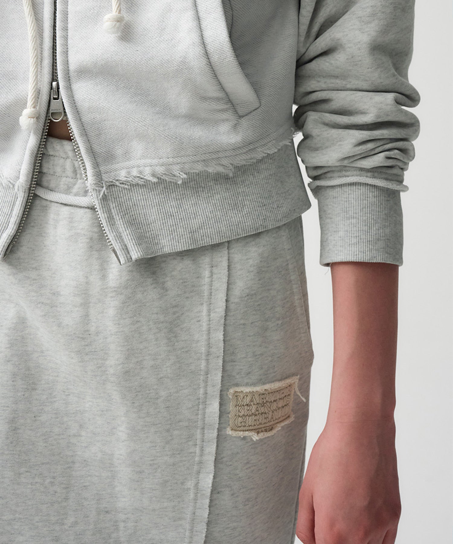 Marithe & Francois Girbaud - Classic Logo Denim Patch Sweat Skirt (Light Heather Gray) product image 4 | TRAB K-Fashion Australia