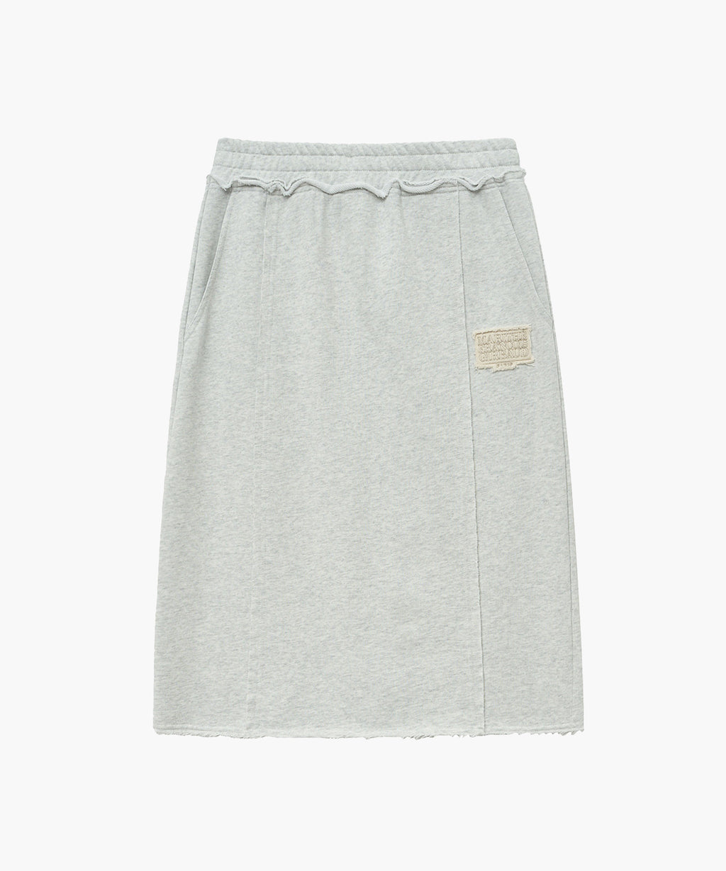 Marithe & Francois Girbaud - Classic Logo Denim Patch Sweat Skirt (Light Heather Gray) product image 5 | TRAB K-Fashion Australia