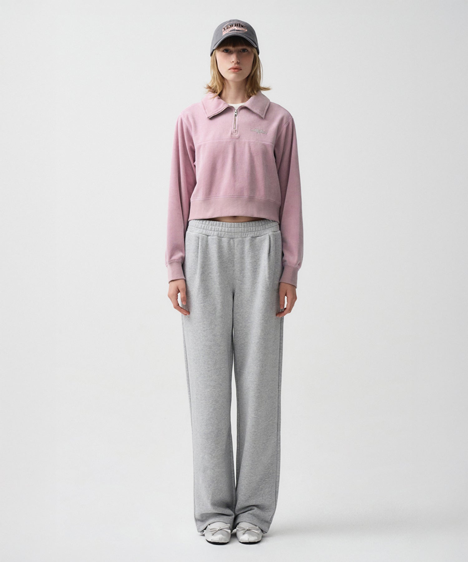 Marithe & Francois Girbaud - Regular Logo One Tuck Wide Sweatpants (Heather Gray) product image 1 | TRAB K-Fashion Australia