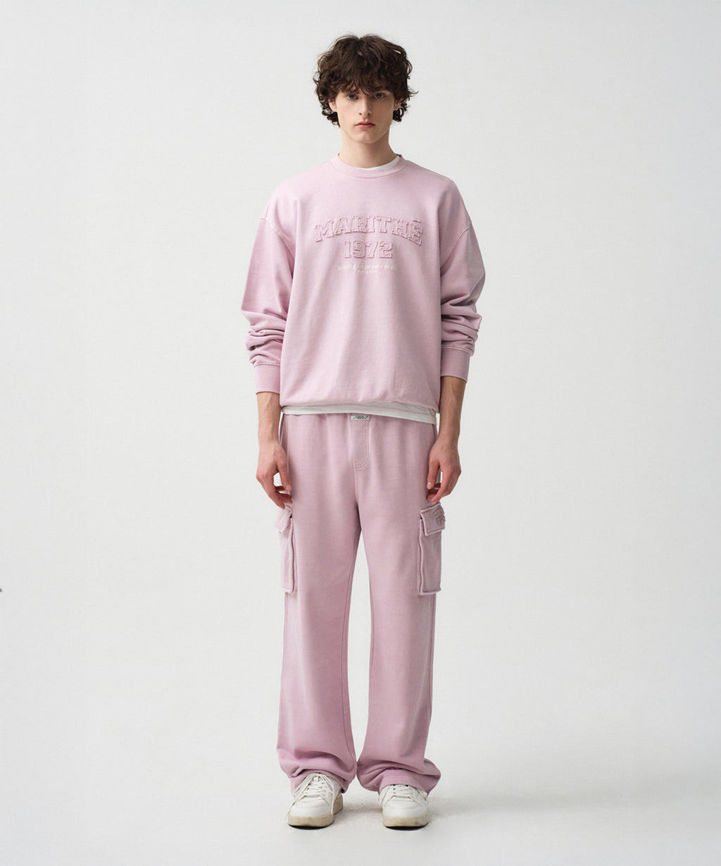 Marithe & Francois Girbaud - Vintage Dyeing Appilque Logo Cargo Sweatpants (Dark Pink) product image 1 | TRAB K-Fashion Australia