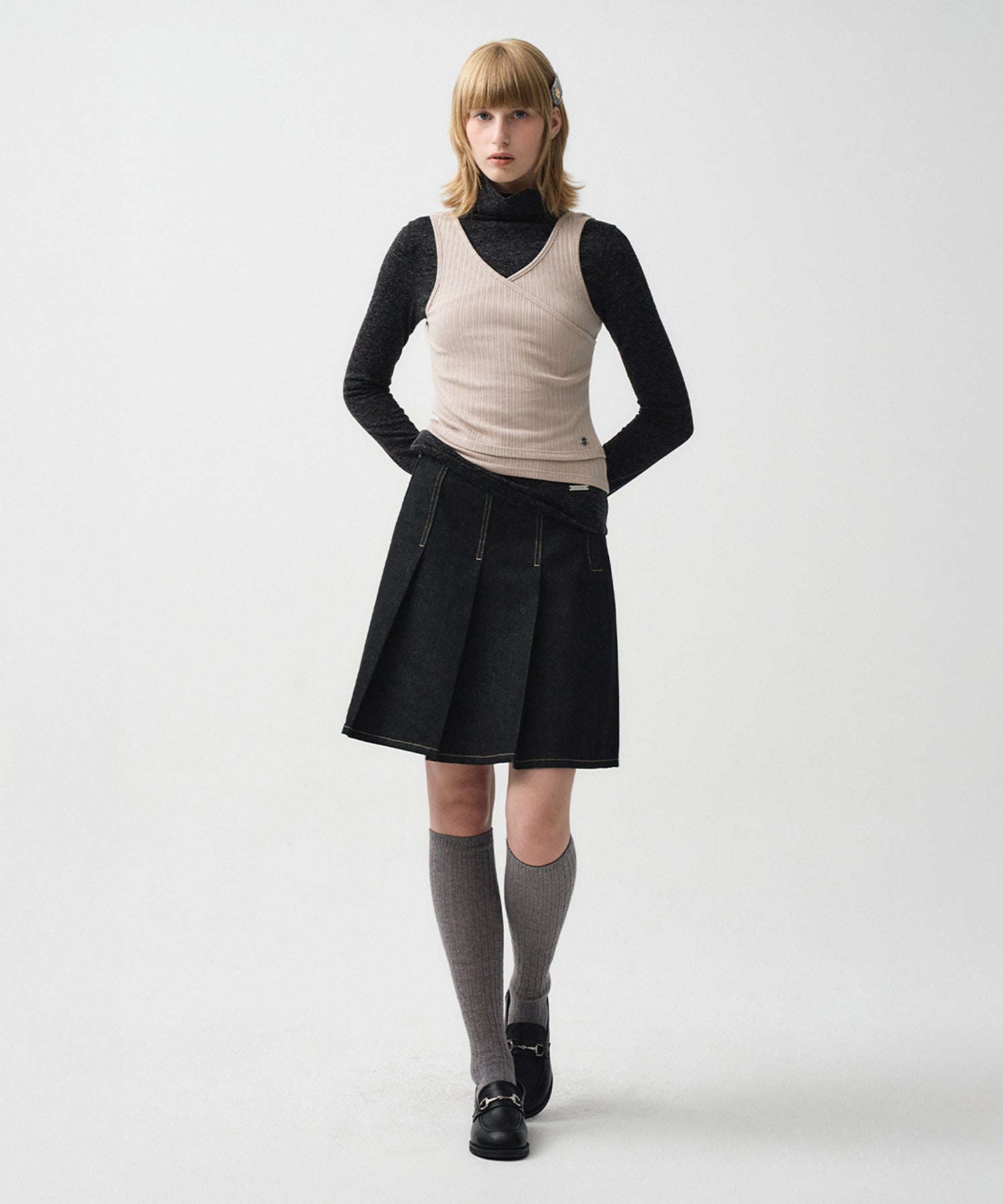 Marithe & Francois Girbaud - Layered Simple Logo Pendant Sleeveless (Beige) product image 2 | TRAB K-Fashion Australia