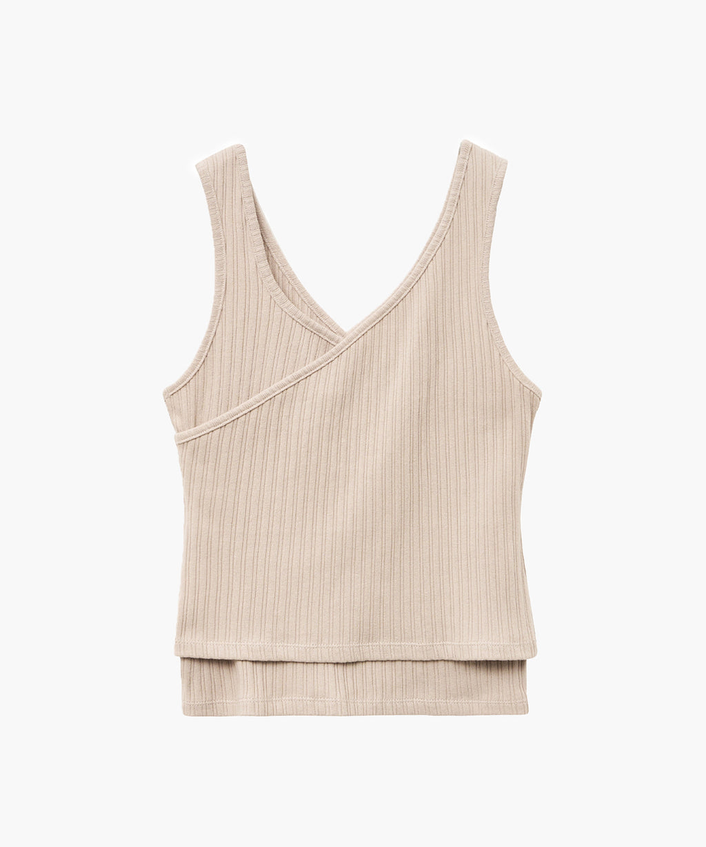 Marithe & Francois Girbaud - Layered Simple Logo Pendant Sleeveless (Beige) product image 8 | TRAB K-Fashion Australia