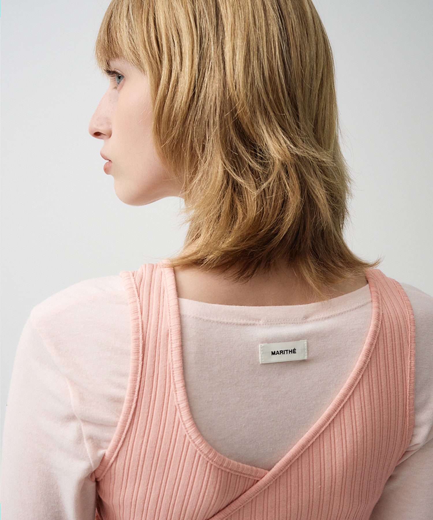 Marithe & Francois Girbaud - Layered Simple Logo Pendant Sleeveless (Pink) product image 2 | TRAB K-Fashion Australia