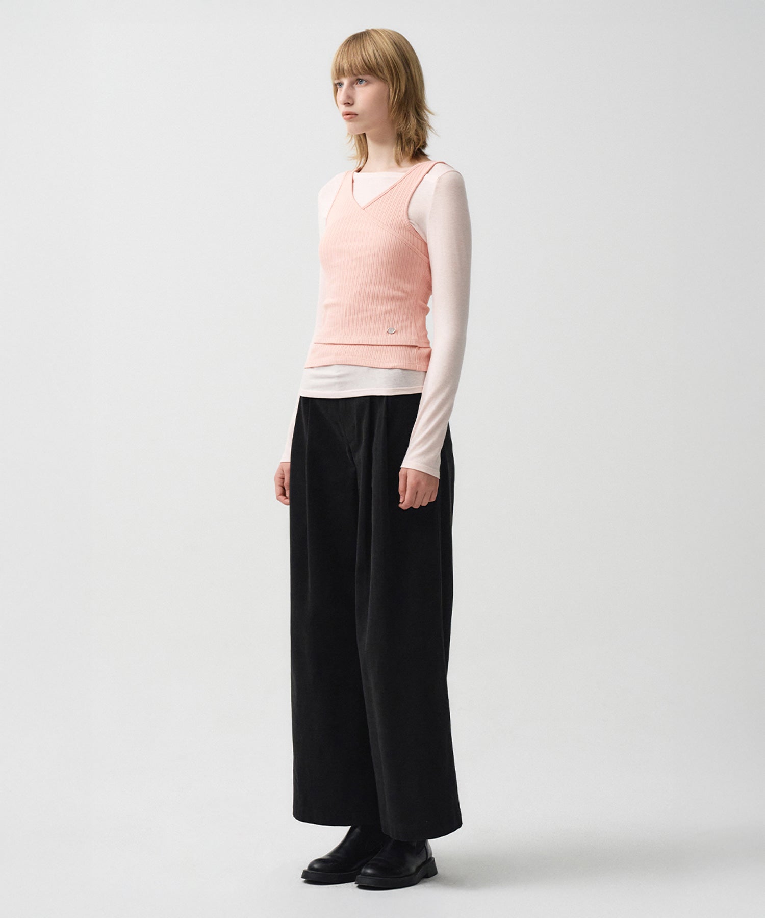 Marithe & Francois Girbaud - Layered Simple Logo Pendant Sleeveless (Pink) product image 4 | TRAB K-Fashion Australia