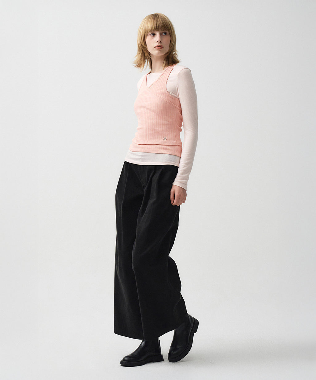 Marithe & Francois Girbaud - Layered Simple Logo Pendant Sleeveless (Pink) product image 6 | TRAB K-Fashion Australia