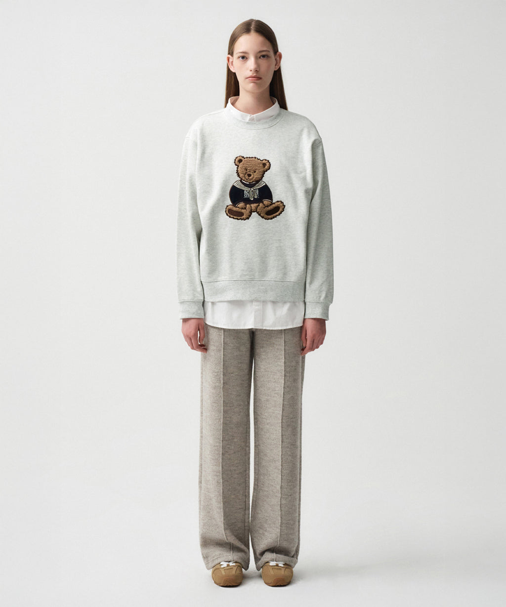 Marithe & Francois Girbaud - Boucle Doodle Bear Sweatshirt (Light Heather Gray) product image 3 | TRAB K-Fashion Australia