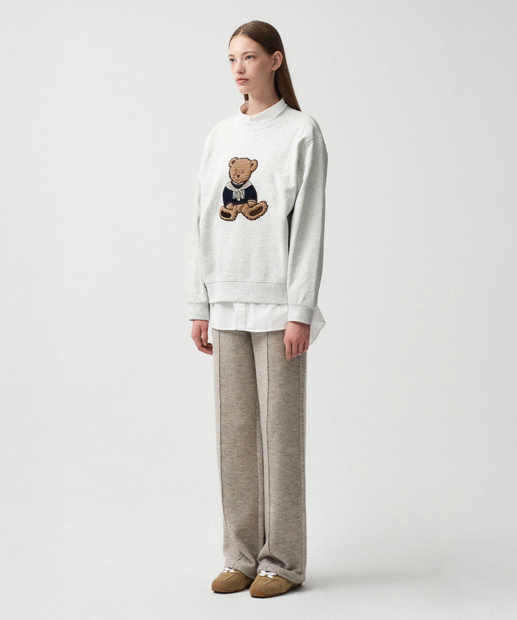 Marithe & Francois Girbaud - Boucle Doodle Bear Sweatshirt (Light Heather Gray) product image 4 | TRAB K-Fashion Australia