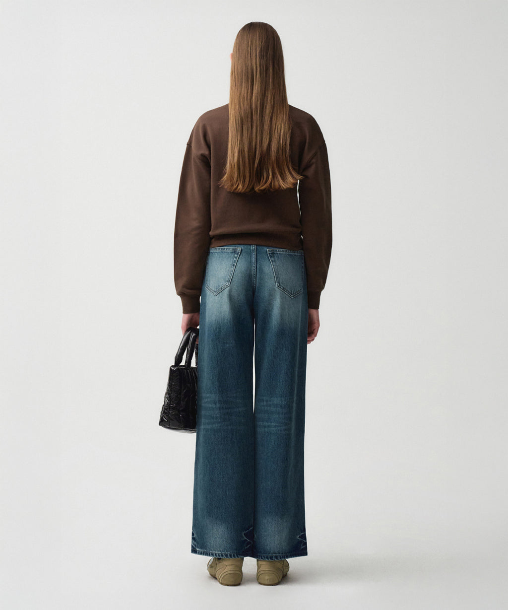 Marithe & Francois Girbaud - Doodle Bear Crop Sweatshirt (Dark Brown) product image 4 | TRAB K-Fashion Australia