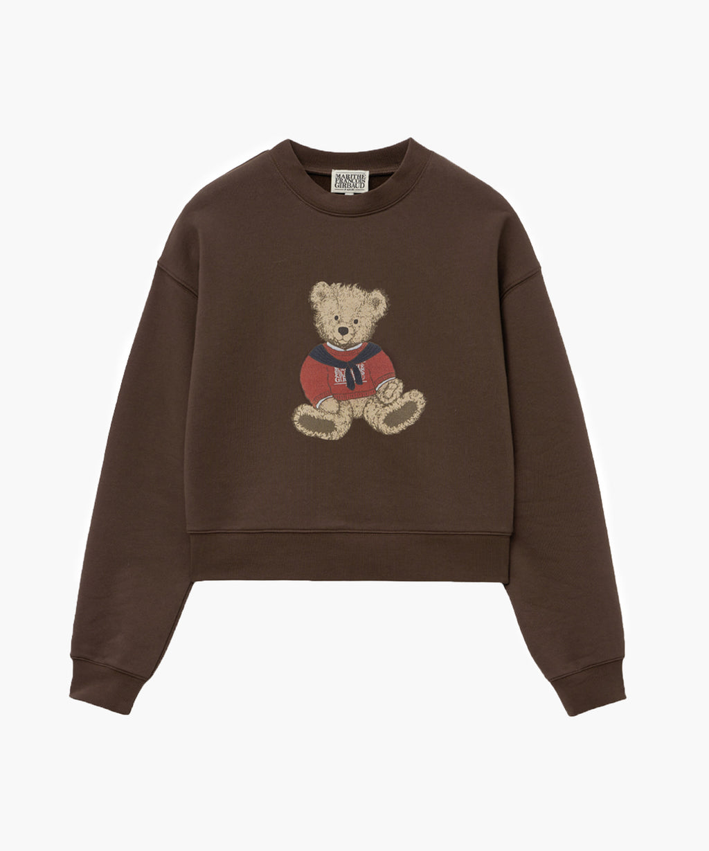 Marithe & Francois Girbaud - Doodle Bear Crop Sweatshirt (Dark Brown) product image 5 | TRAB K-Fashion Australia