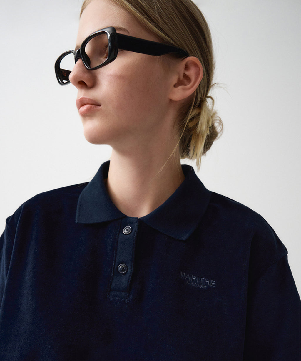 Marithe & Francois Girbaud - Velour Jersey Crop Tee (Navy) product image 2 | TRAB K-Fashion Australia