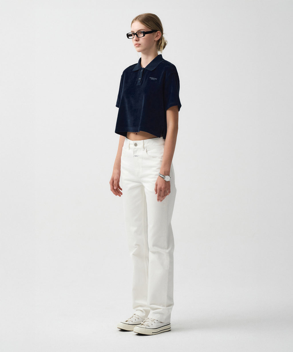 Marithe & Francois Girbaud - Velour Jersey Crop Tee (Navy) product image 4 | TRAB K-Fashion Australia