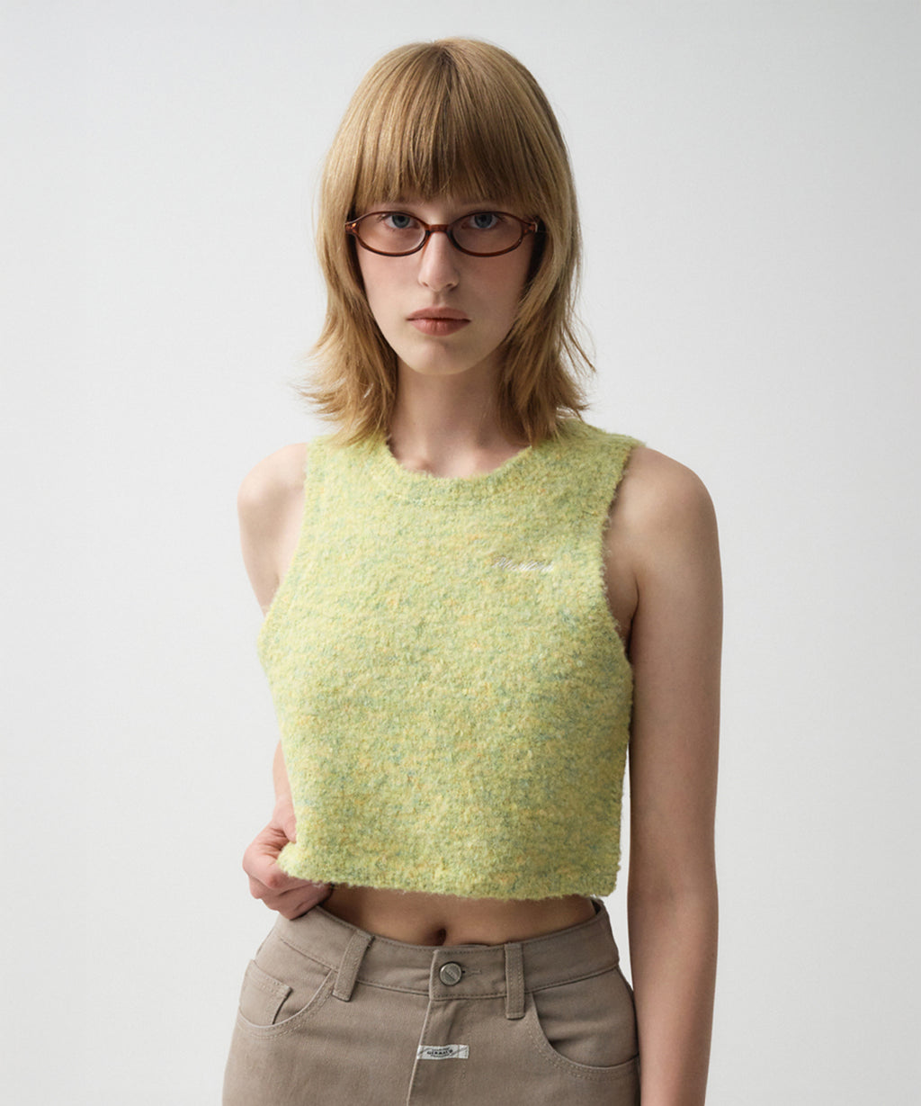 Marithe & Francois Girbaud - Layered Knit Vest (Melange Green) product image 1 | TRAB K-Fashion Australia