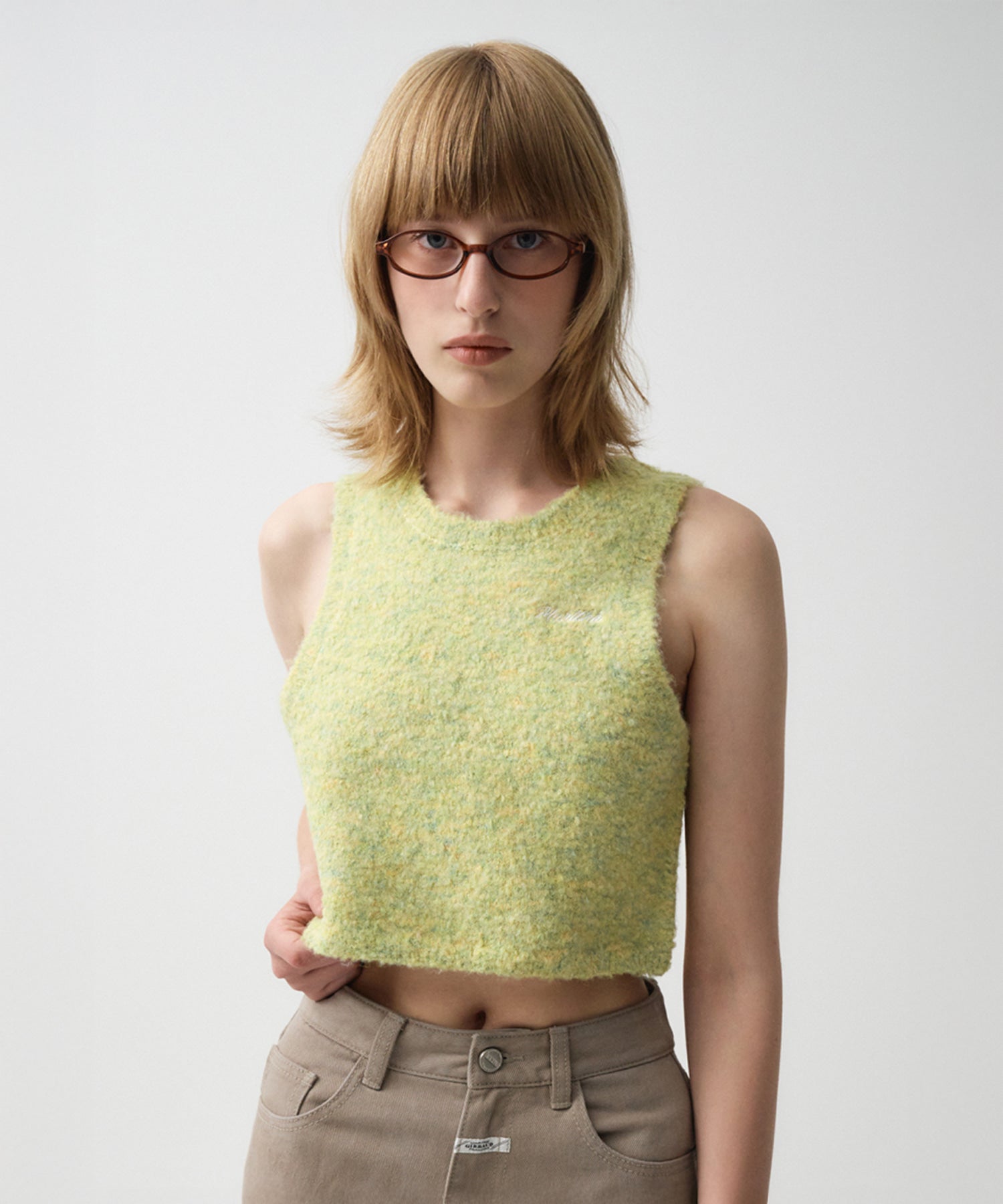 Marithe & Francois Girbaud - Layered Knit Vest (Melange Green) product image 1 | TRAB K-Fashion Australia