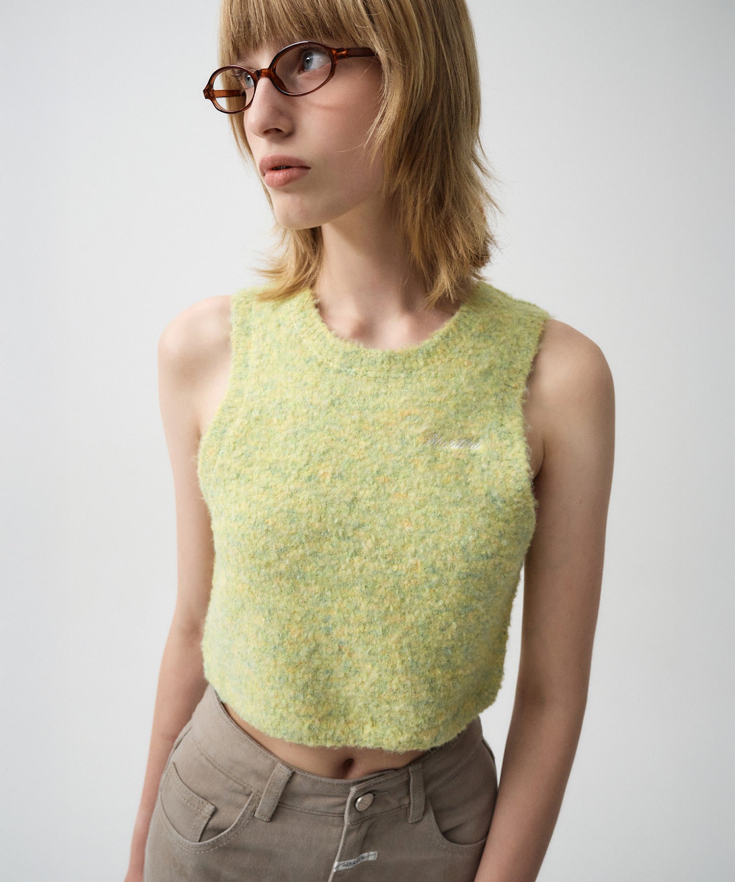 Marithe & Francois Girbaud - Layered Knit Vest (Melange Green) product image 2 | TRAB K-Fashion Australia