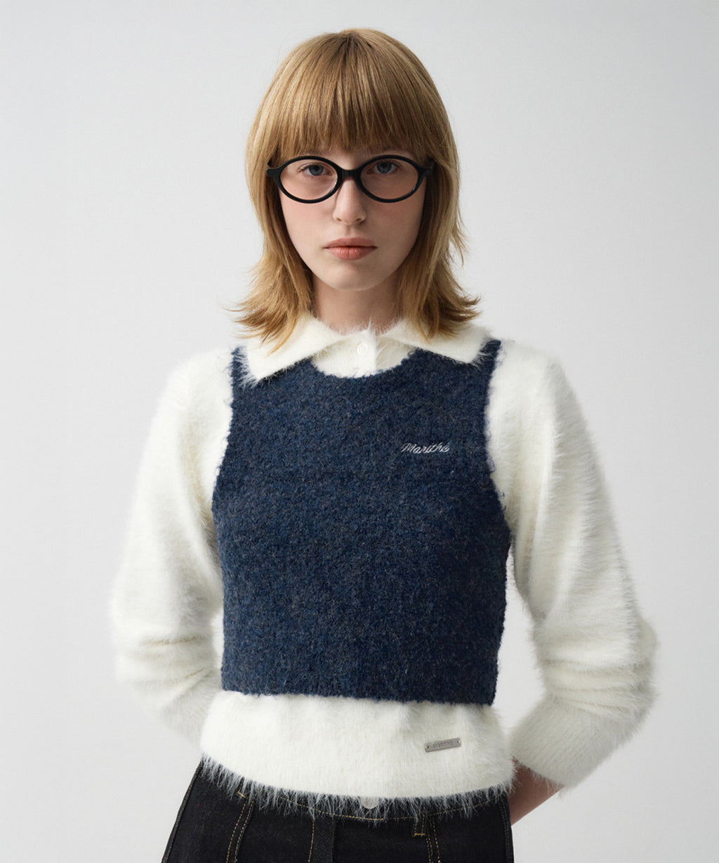Marithe & Francois Girbaud - Layered Knit Vest (Navy) product image 1 | TRAB K-Fashion Australia