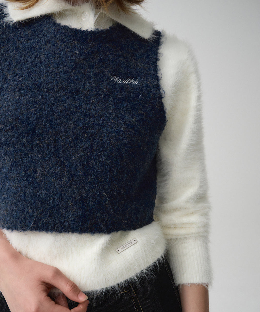Marithe & Francois Girbaud - Layered Knit Vest (Navy) product image 2 | TRAB K-Fashion Australia