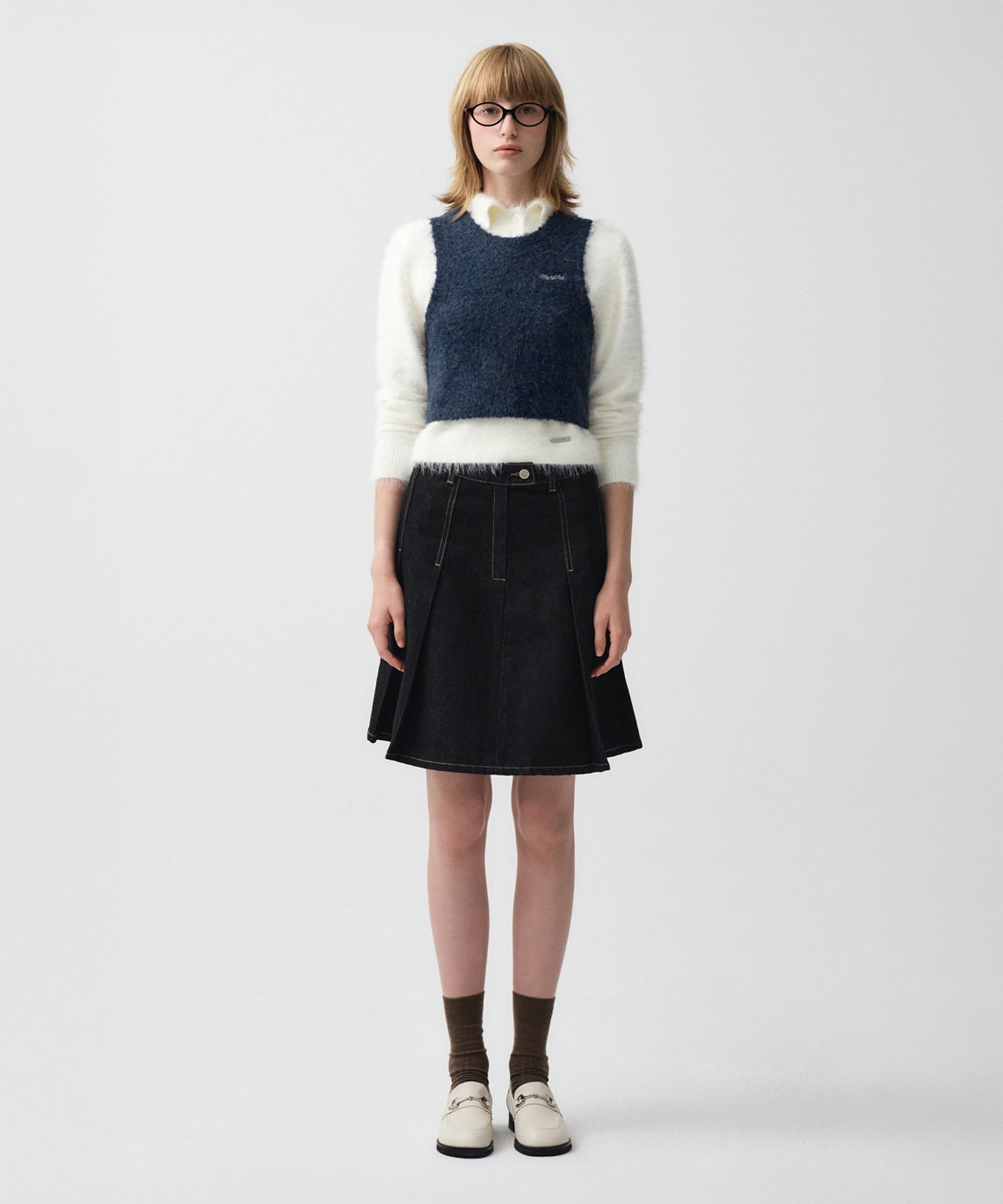 Marithe & Francois Girbaud - Layered Knit Vest (Navy) product image 3 | TRAB K-Fashion Australia