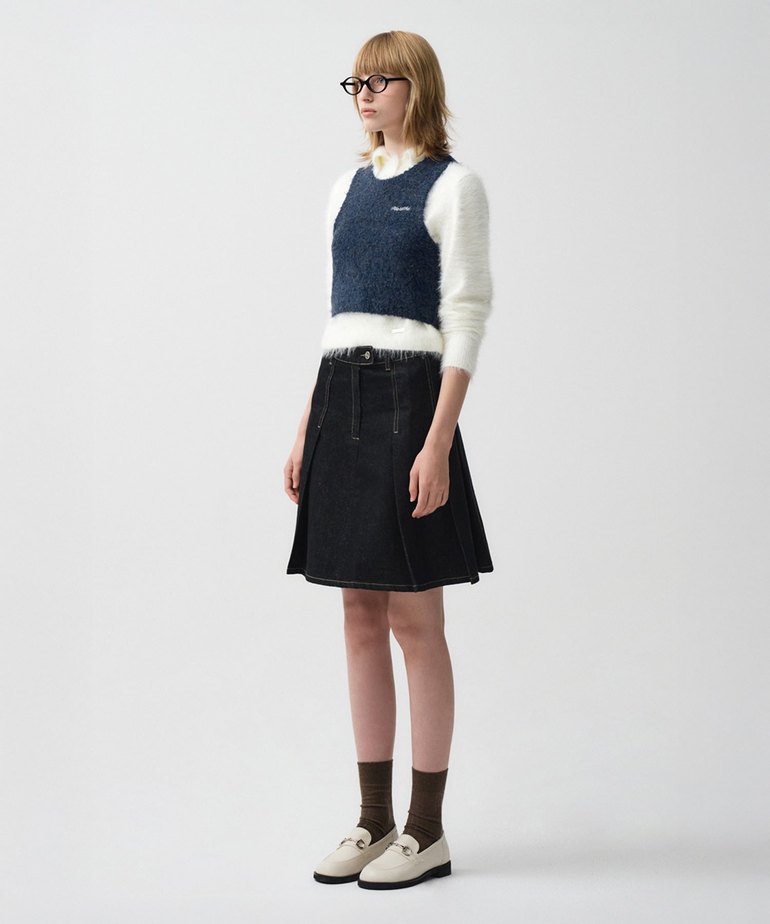 Marithe & Francois Girbaud - Layered Knit Vest (Navy) product image 4 | TRAB K-Fashion Australia