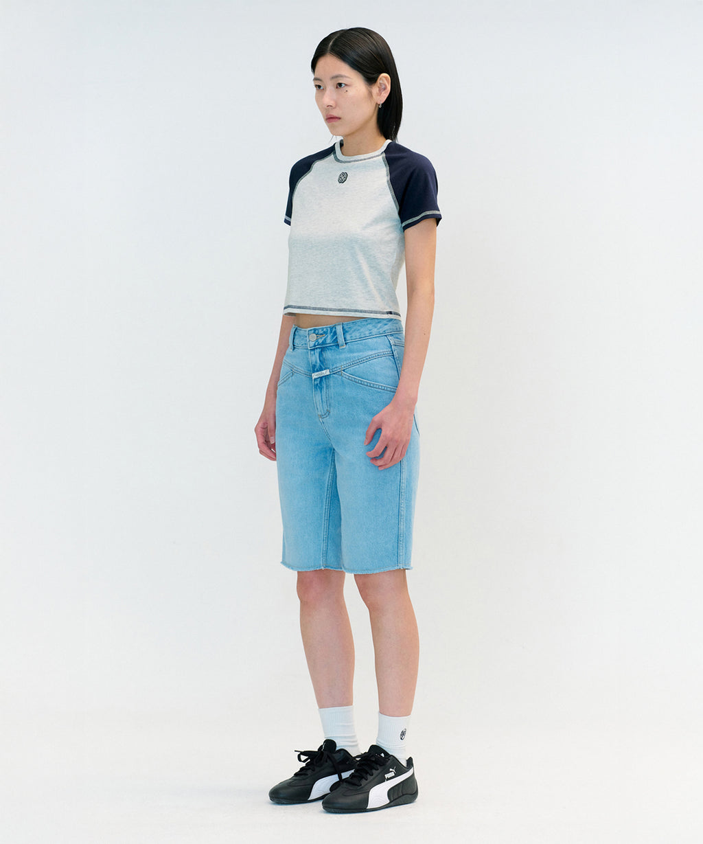Marithe & Francois Girbaud - Raglan Stitch Crop Tee (Light Heather Gray) product image 3 | TRAB K-Fashion Australia