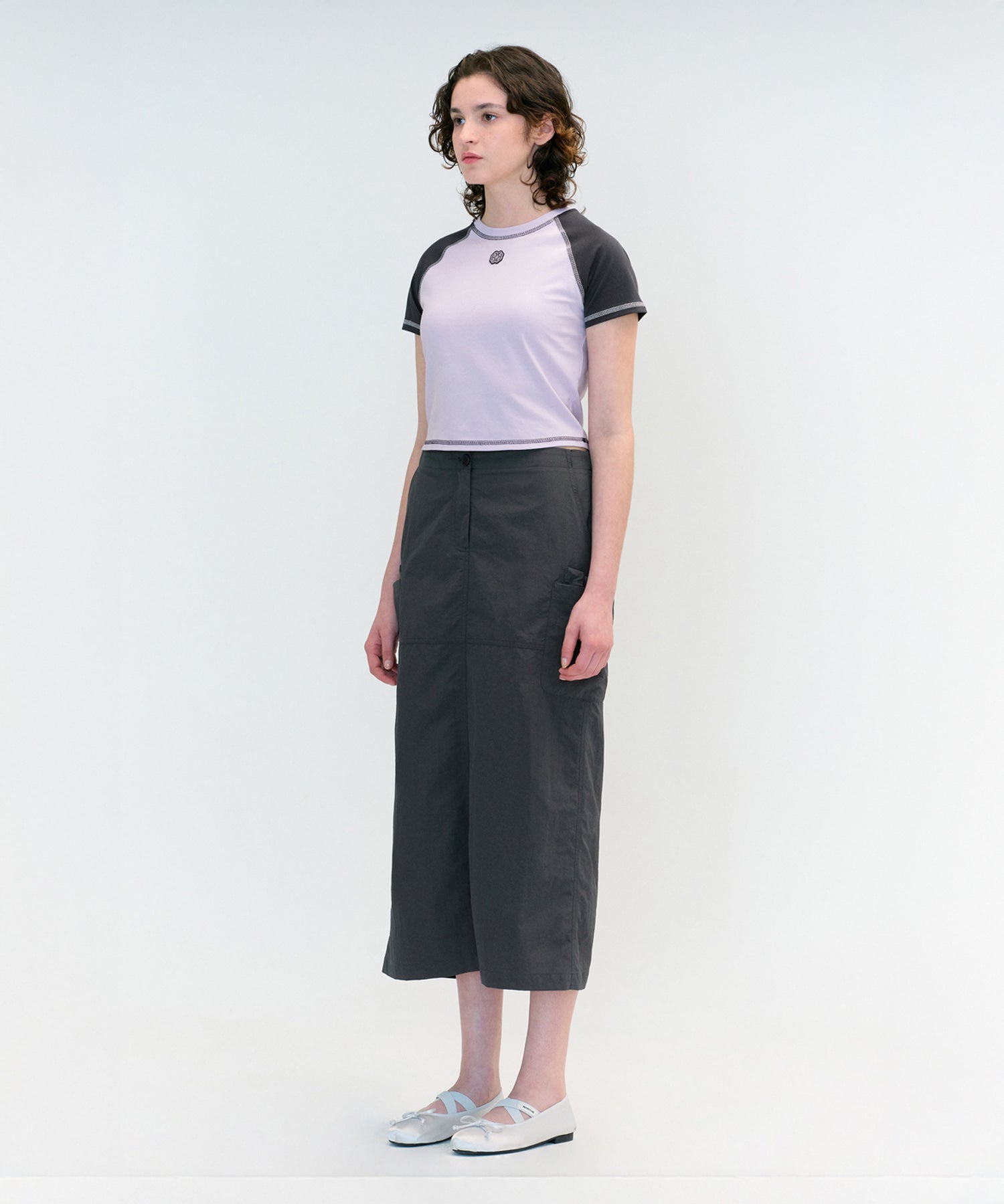 Marithe & Francois Girbaud - Raglan Stitch Crop Tee (Light Purple) product image 3 | TRAB K-Fashion Australia