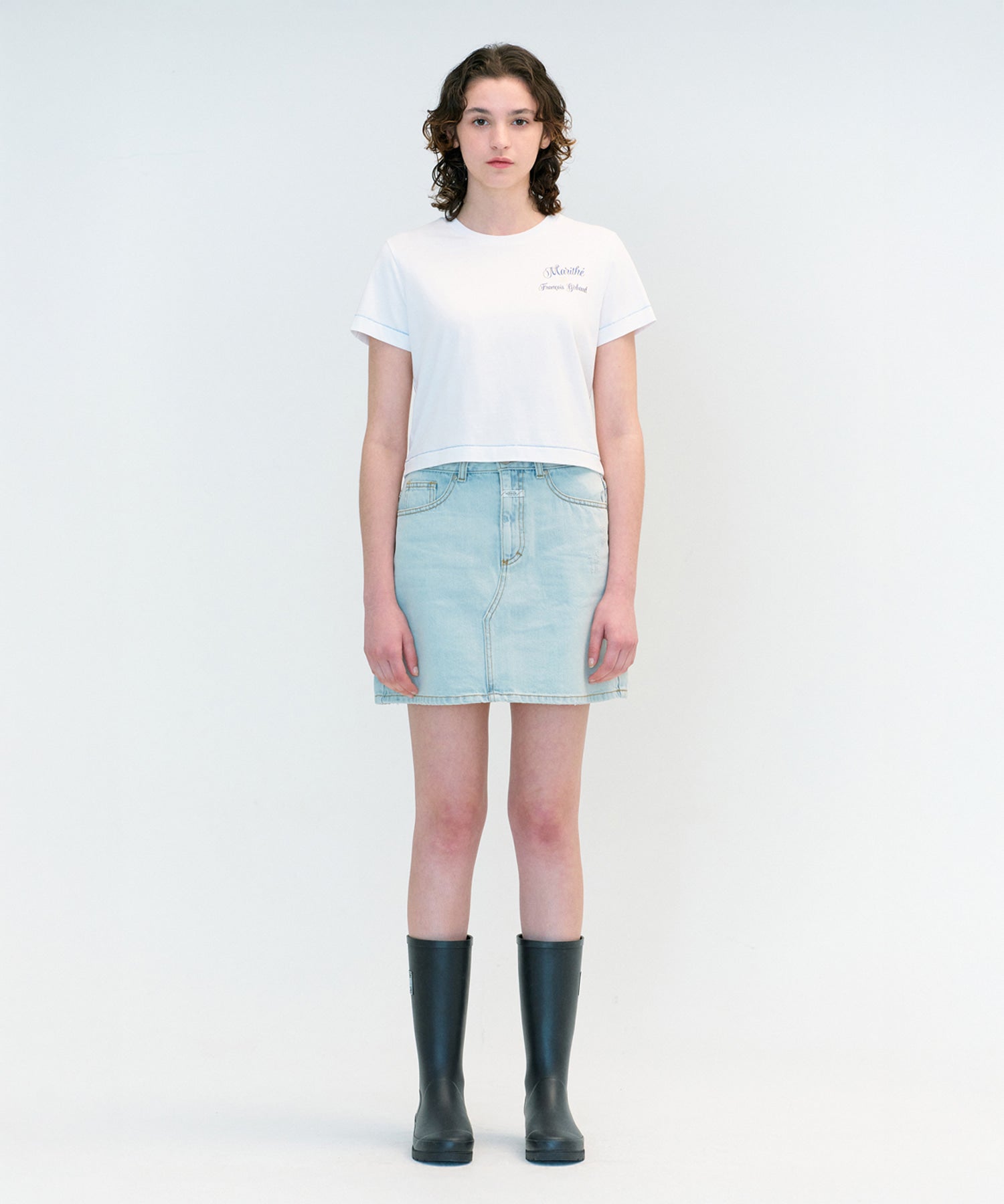 Marithe & Francois Girbaud - Rolling Logo Crop Tee (White) product image 1 | TRAB K-Fashion Australia
