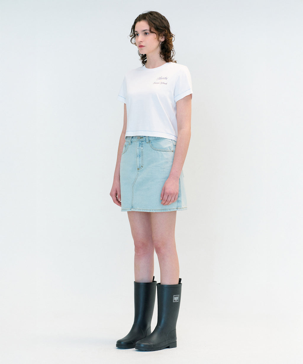 Marithe & Francois Girbaud - Rolling Logo Crop Tee (White) product image 2 | TRAB K-Fashion Australia