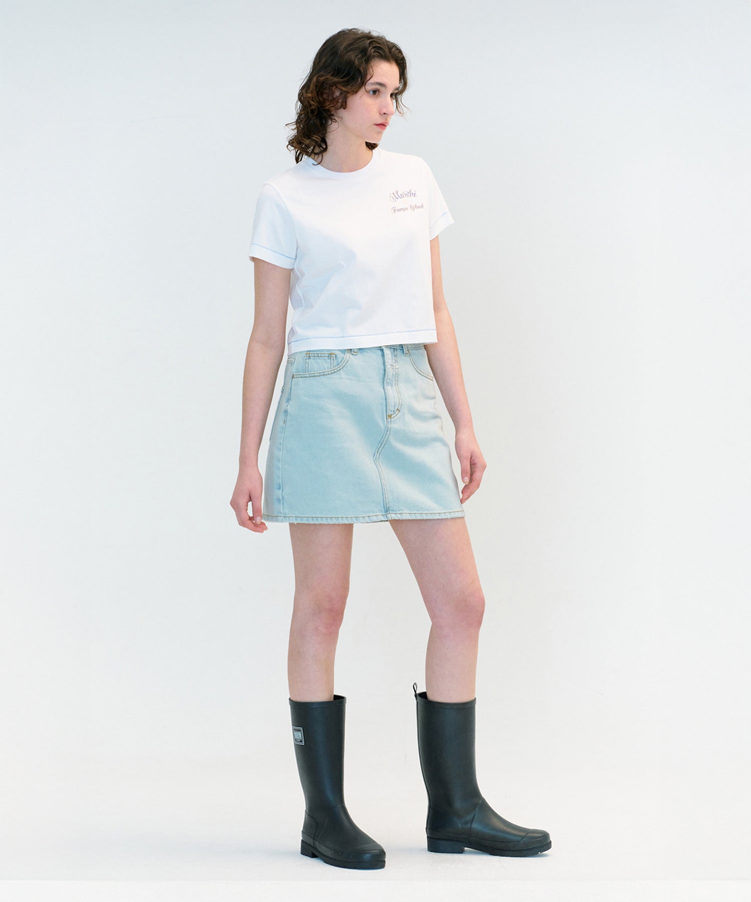 Marithe & Francois Girbaud - Rolling Logo Crop Tee (White) product image 3 | TRAB K-Fashion Australia