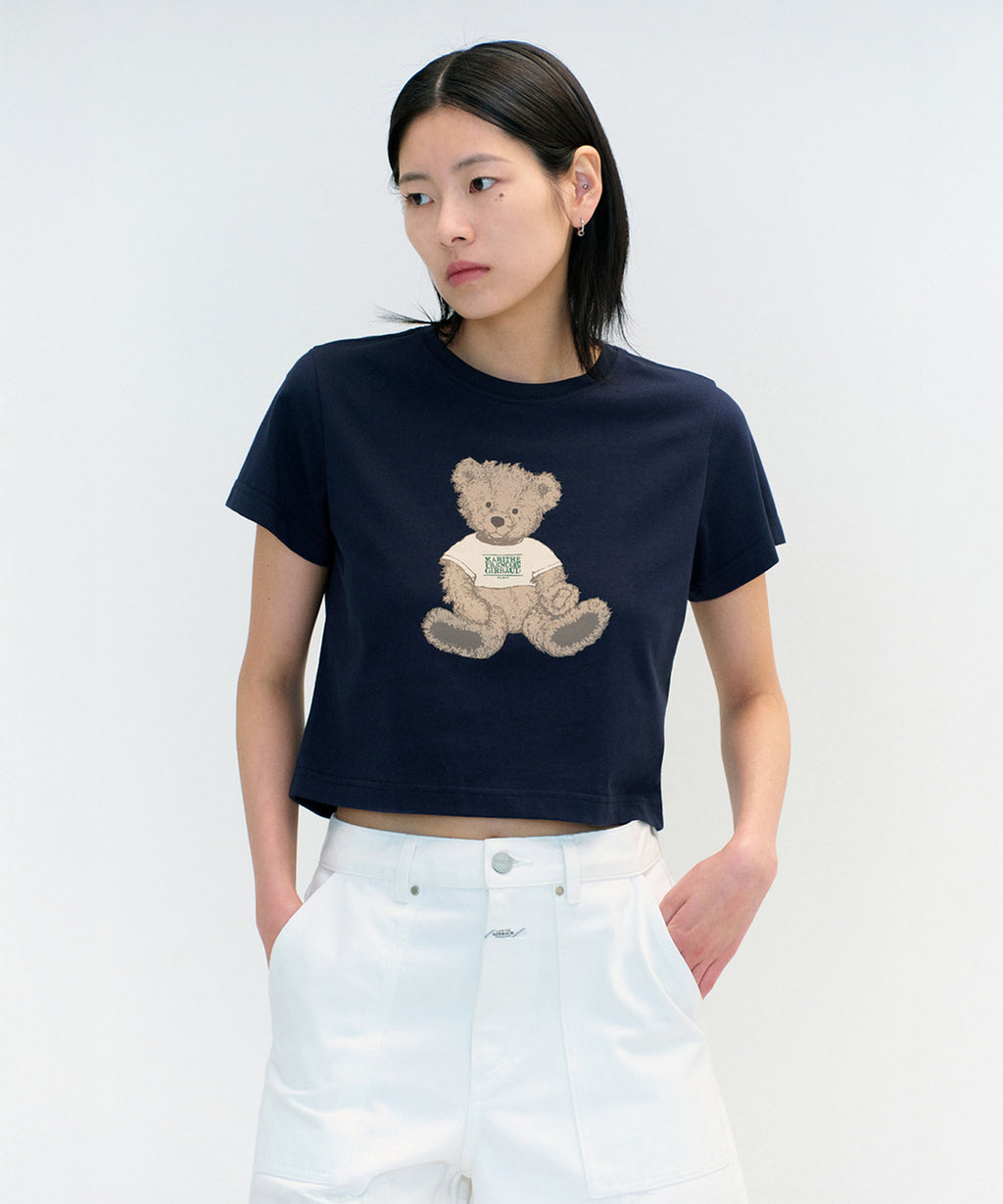 Marithe & Francois Girbaud - Doodle Bear Crop Tee (Navy) product image 1 | TRAB K-Fashion Australia