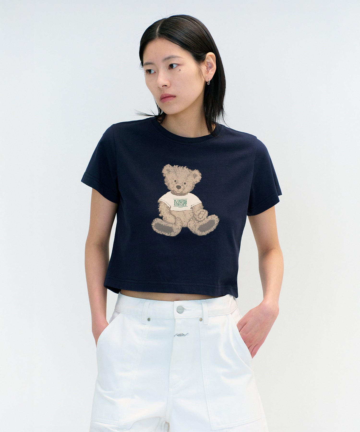 Marithe & Francois Girbaud - Doodle Bear Crop Tee (Navy) product image 1 | TRAB K-Fashion Australia