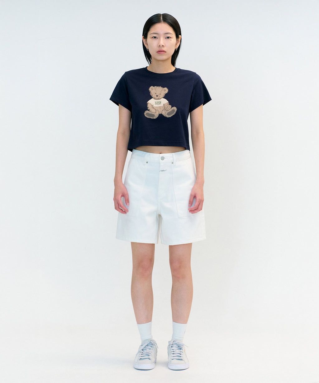 Marithe & Francois Girbaud - Doodle Bear Crop Tee (Navy) product image 2 | TRAB K-Fashion Australia