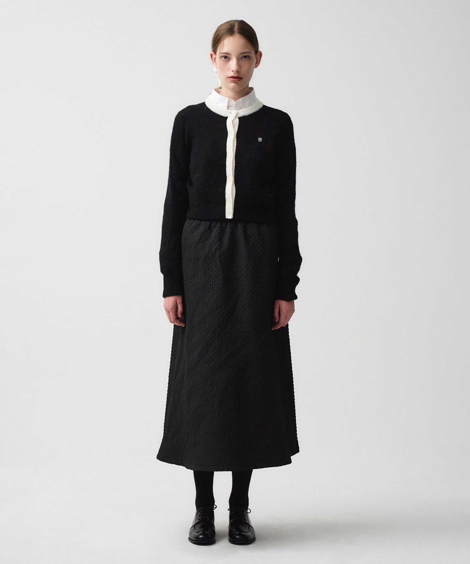 Marithe & Francois Girbaud - Circle Logo Mohair Crop Cardigan (Black) product image 2 | TRAB K-Fashion Australia