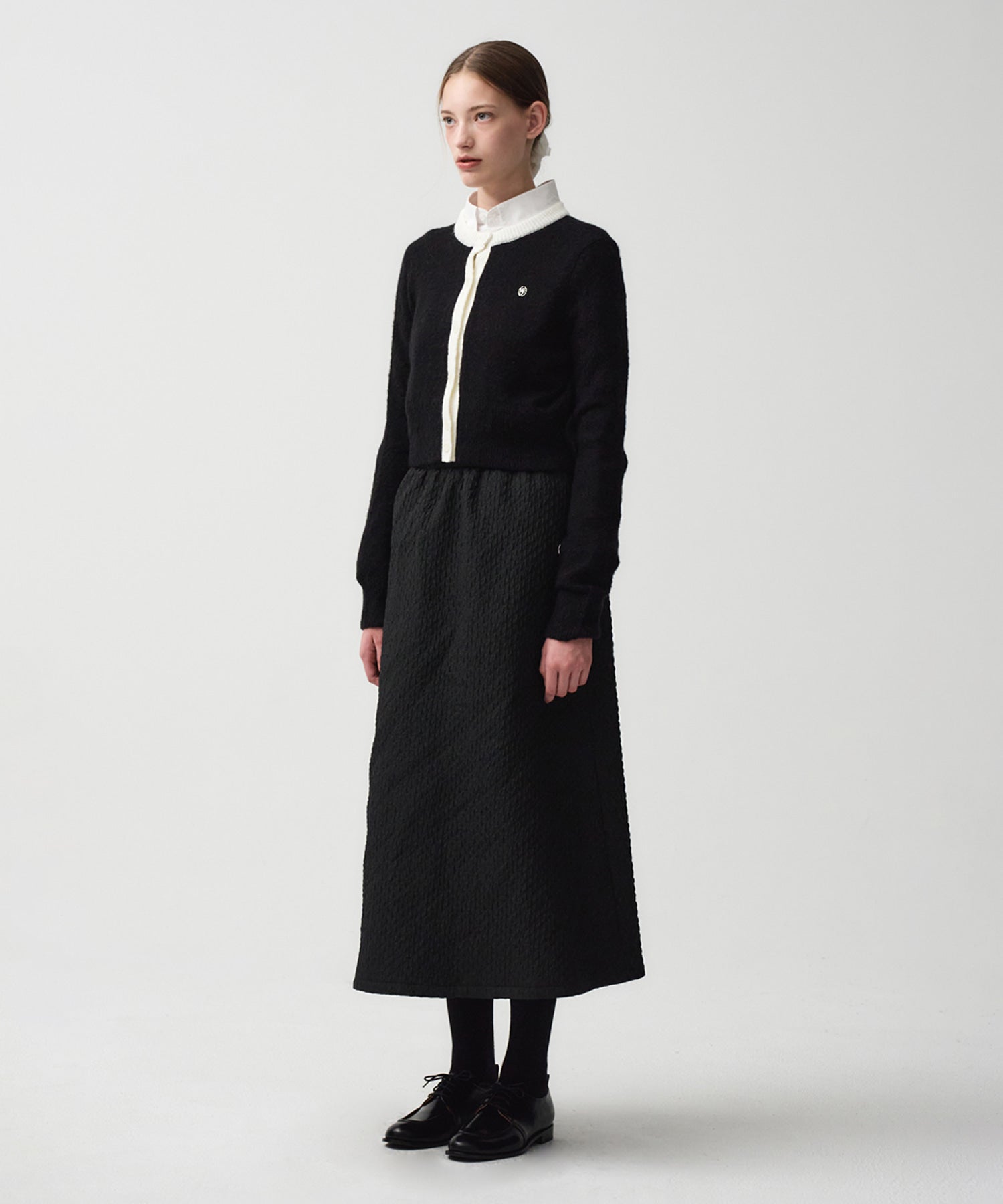 Marithe & Francois Girbaud - Circle Logo Mohair Crop Cardigan (Black) product image 3 | TRAB K-Fashion Australia