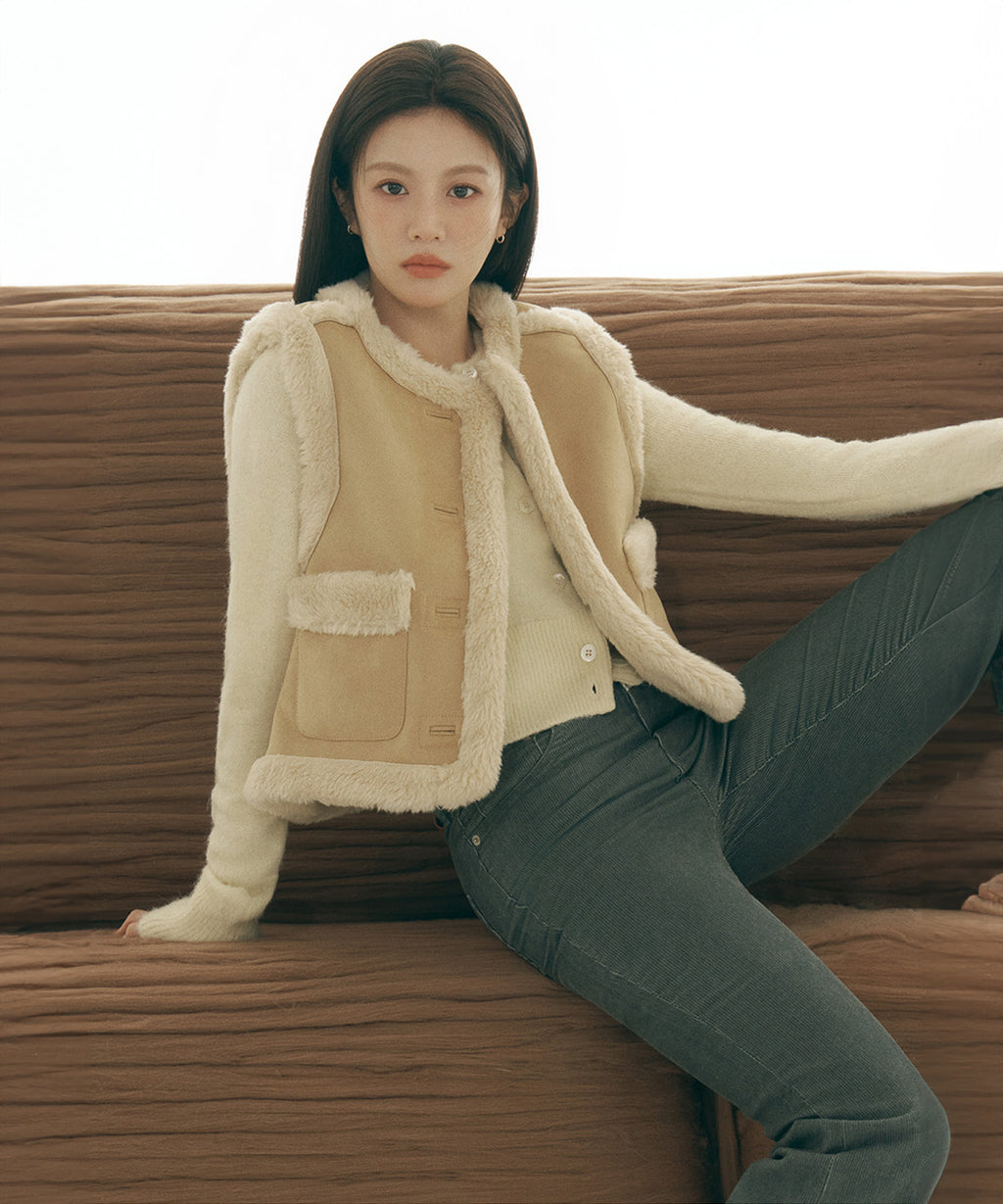 Marithe & Francois Girbaud - Circle Logo Mohair Crop Cardigan (Ivory) product image 2 | TRAB K-Fashion Australia