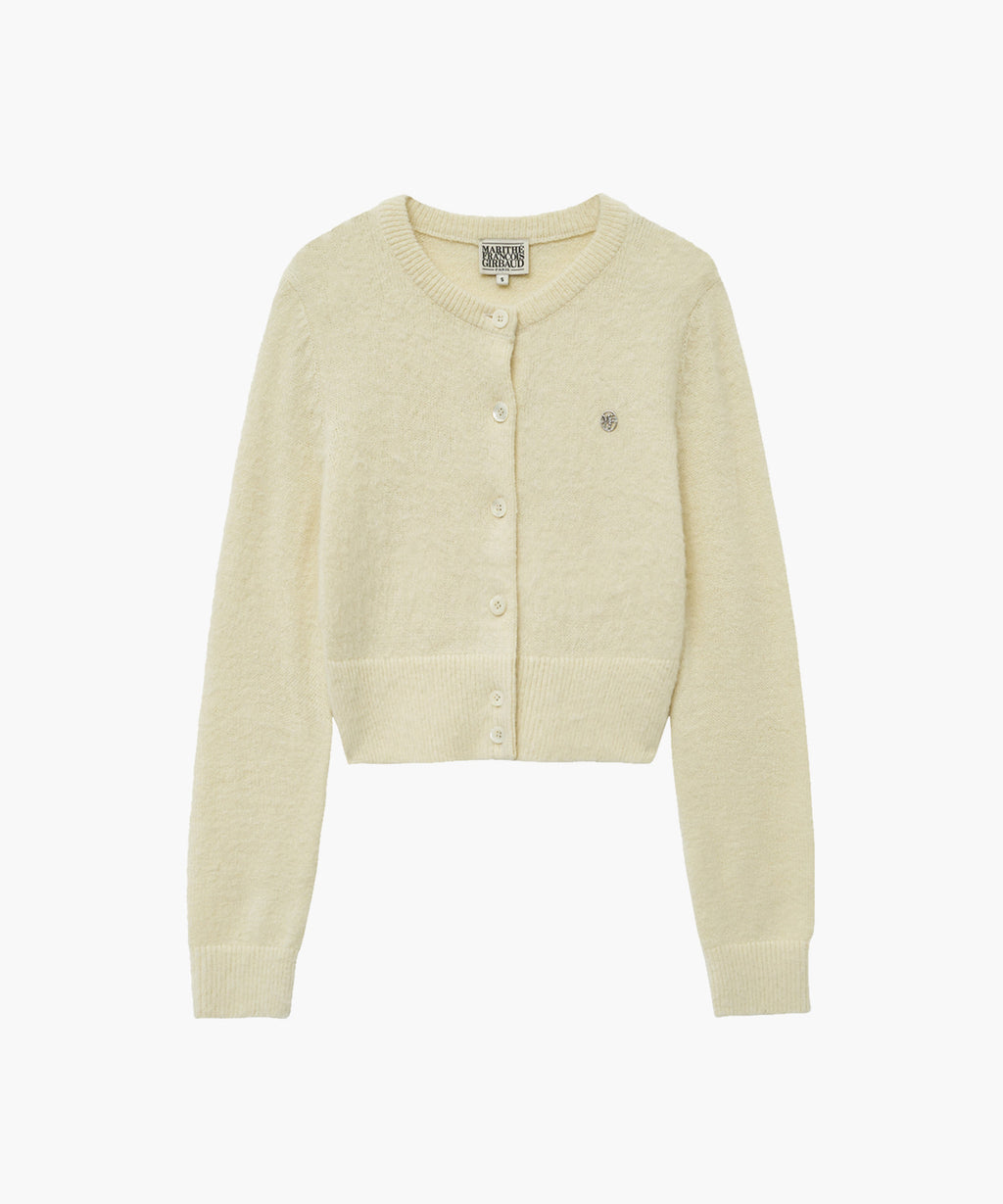 Marithe & Francois Girbaud - Circle Logo Mohair Crop Cardigan (Ivory) product image 3 | TRAB K-Fashion Australia
