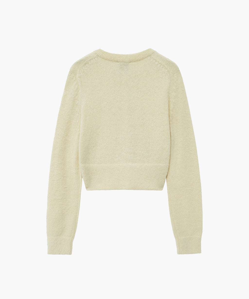 Marithe & Francois Girbaud - Circle Logo Mohair Crop Cardigan (Ivory) product image 4 | TRAB K-Fashion Australia