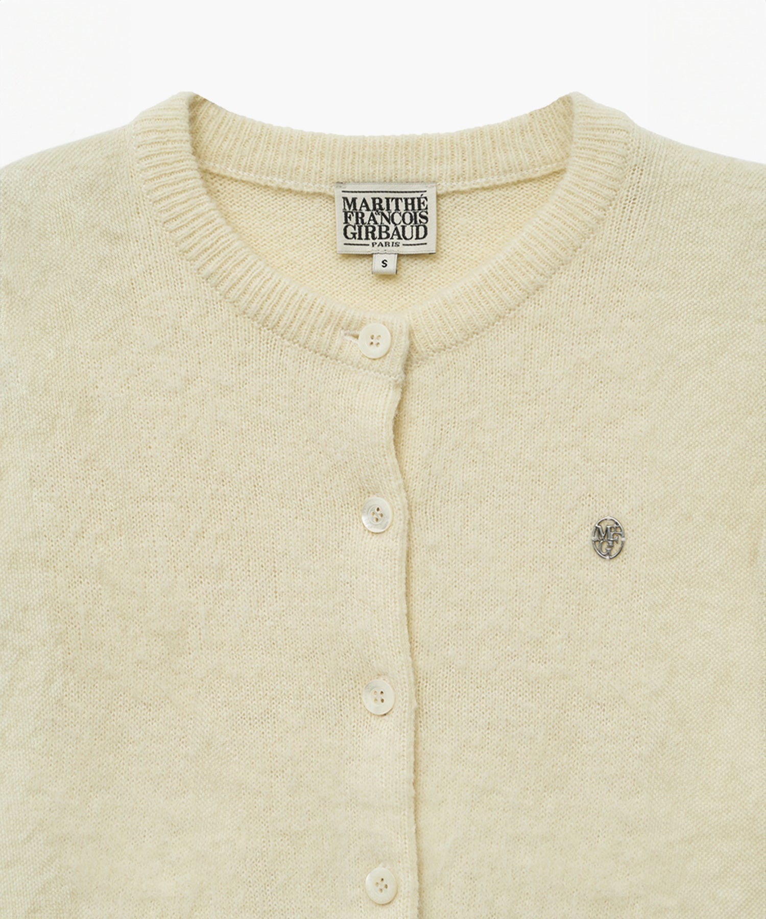 Marithe & Francois Girbaud - Circle Logo Mohair Crop Cardigan (Ivory) product image 5 | TRAB K-Fashion Australia