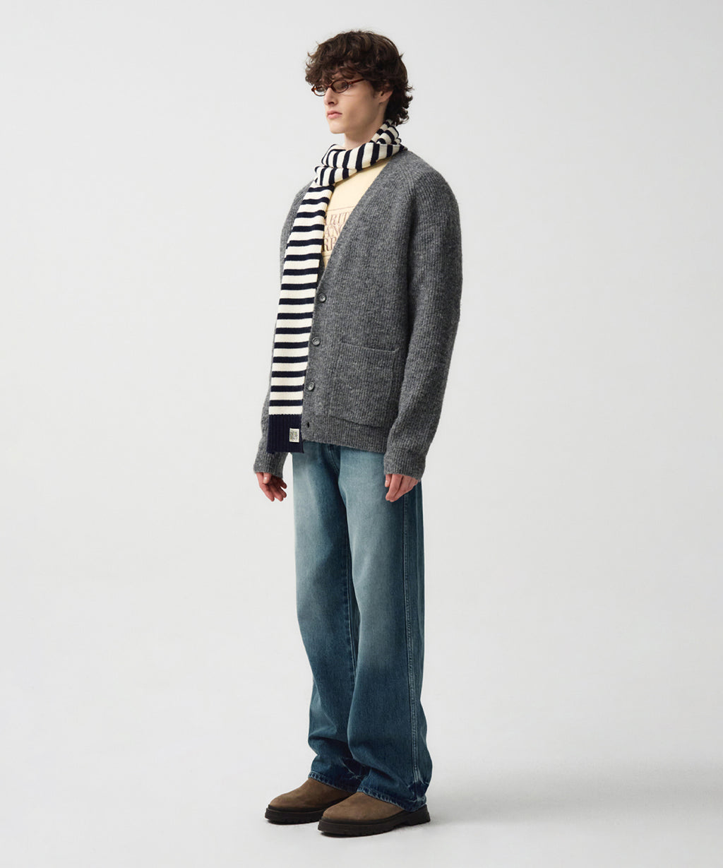 Marithe & Francois Girbaud - Hairy Overfit V Neck Cardigan (Gray) product image 3 | TRAB K-Fashion Australia